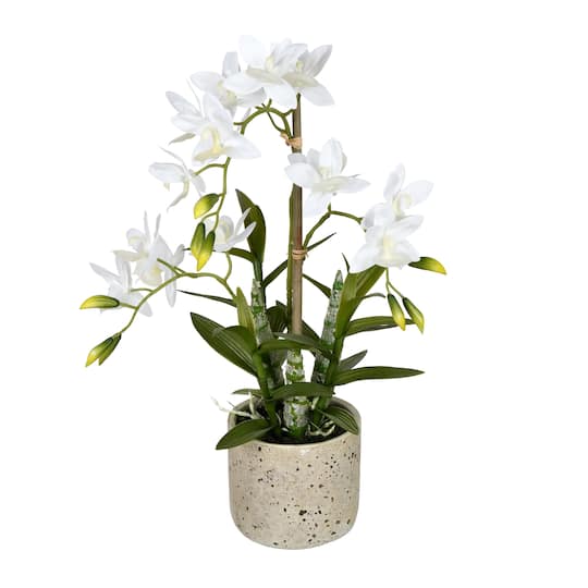 19&#x22; Artificial Deluxe Potted Cycnoches Orchid